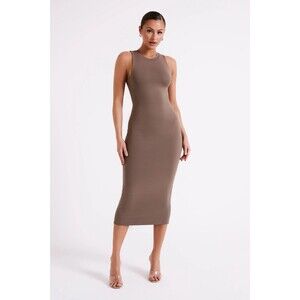 meshki ribbed midi dress Meshki - Milasandra Pleated Knit Dress - Ivory